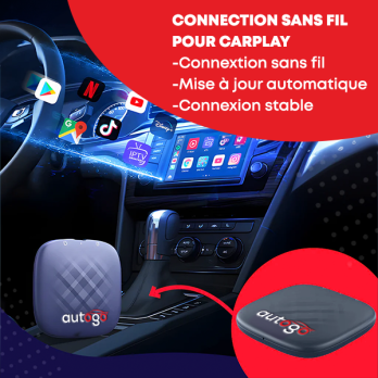 Boîtier Intelligent Android CarPlay Sans Fil PlayStore, 8 Go RAM + 128 Go de Stockage